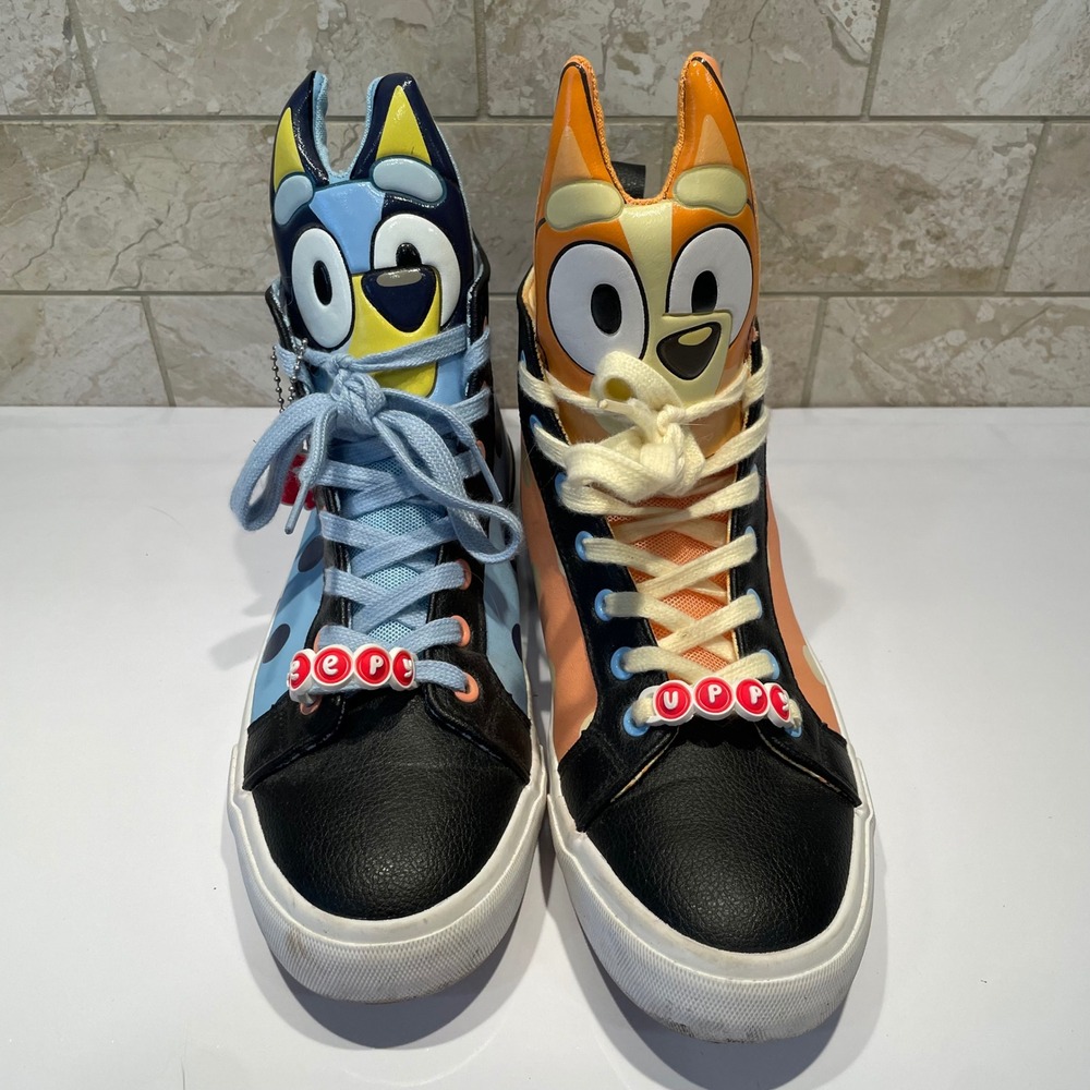 Ground Up Bluey and Bingo High Top Sneakers Mens Size 8 Blue Polka Dot Unisex